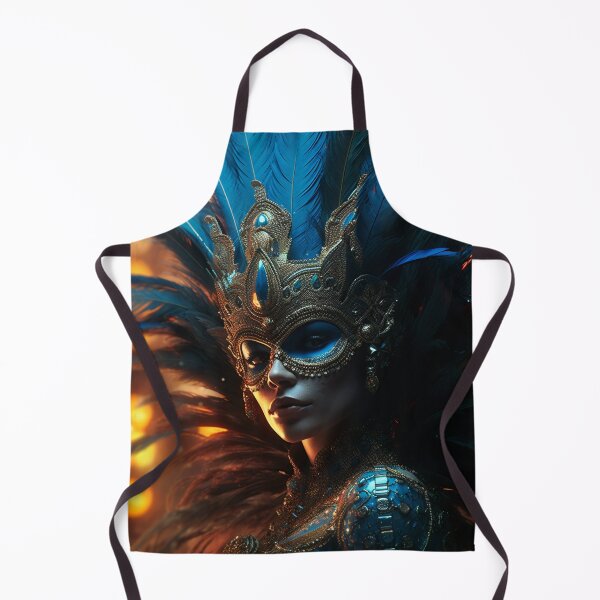 Item preview, Enigmatic Elegance: A Vibrant Digital Portrait of a Masked Woman Adorned with Peacock Feathers designed and sold by oanaunciuleanu.