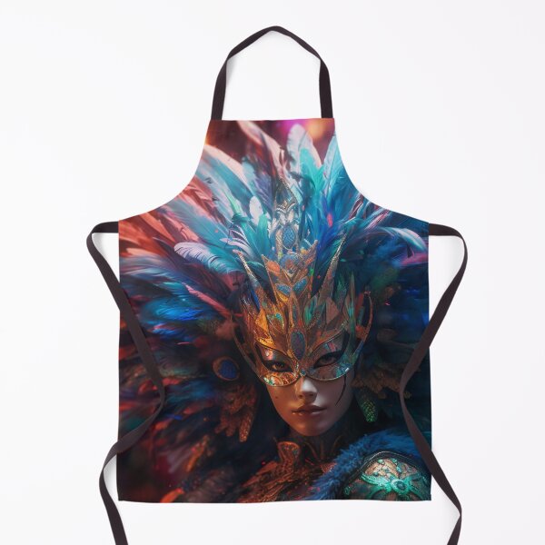 Item preview, Enigmatic Elegance: A Vibrant Digital Portrait of a Masked Woman Adorned with Peacock Feathers designed and sold by oanaunciuleanu.