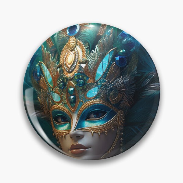 Item preview, Enigmatic Elegance: A Vibrant Digital Portrait of a Masked Woman Adorned with Peacock Feathers designed and sold by oanaunciuleanu.
