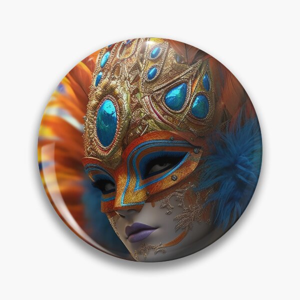Item preview, Enigmatic Elegance: A Vibrant Digital Portrait of a Masked Woman Adorned with Peacock Feathers designed and sold by oanaunciuleanu.