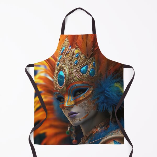 Item preview, Enigmatic Elegance: A Vibrant Digital Portrait of a Masked Woman Adorned with Peacock Feathers designed and sold by oanaunciuleanu.
