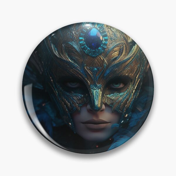 Item preview, Enigmatic Elegance: A Vibrant Digital Portrait of a Masked Woman Adorned with Peacock Feathers designed and sold by oanaunciuleanu.