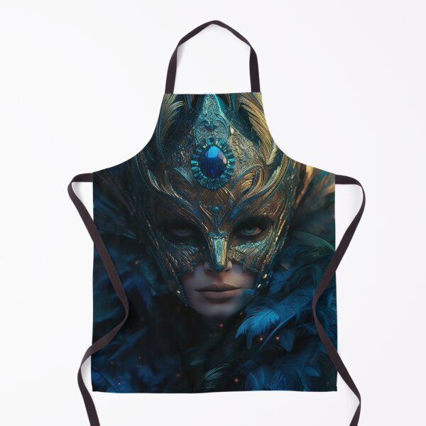 Item preview, Enigmatic Elegance: A Vibrant Digital Portrait of a Masked Woman Adorned with Peacock Feathers designed and sold by oanaunciuleanu.