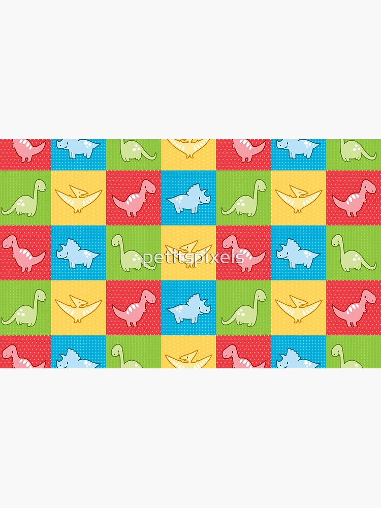 Thumbnail 6 of 6, Coffee Mug, Colorful dinosaurs and pterodactyl cheater quilt designed and sold by petitspixels.