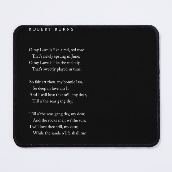 Item preview, A Red, Red Rose - Robert Burns Poem - Literature - Typewriter Print 2 - Black designed and sold by Studio Grafiikka.