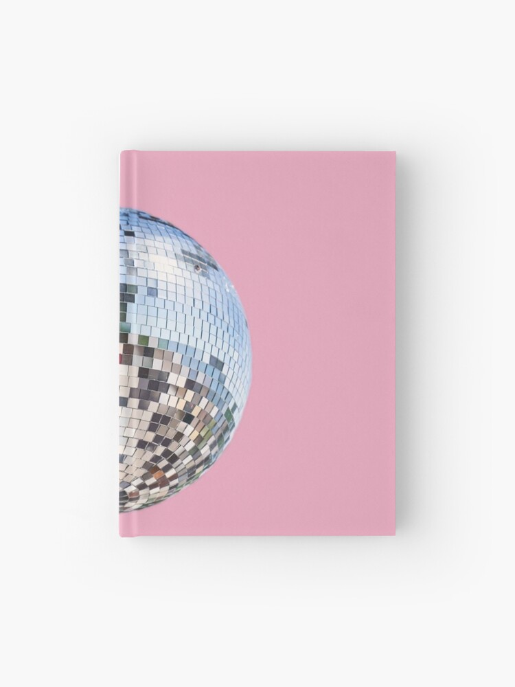 Sparkling pink disco ball on an abstract swirl background Stock