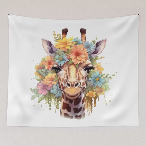 Item preview, Vintage Majesty: Elegant Giraffe with Floral Crown" designed and sold by lg whittaker.