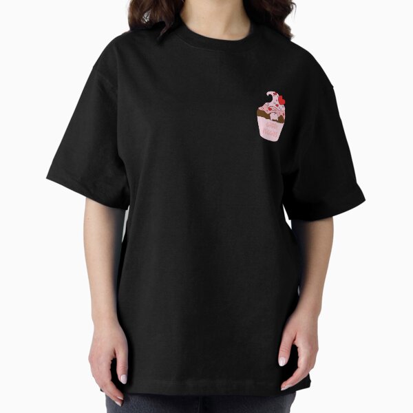 Giddy Piggies Pink Heart Cupcake Oversized T-Shirt