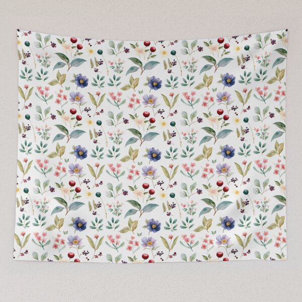 Item preview, watercolor of flowers, leaves and berries designed and sold by iCherryRed.