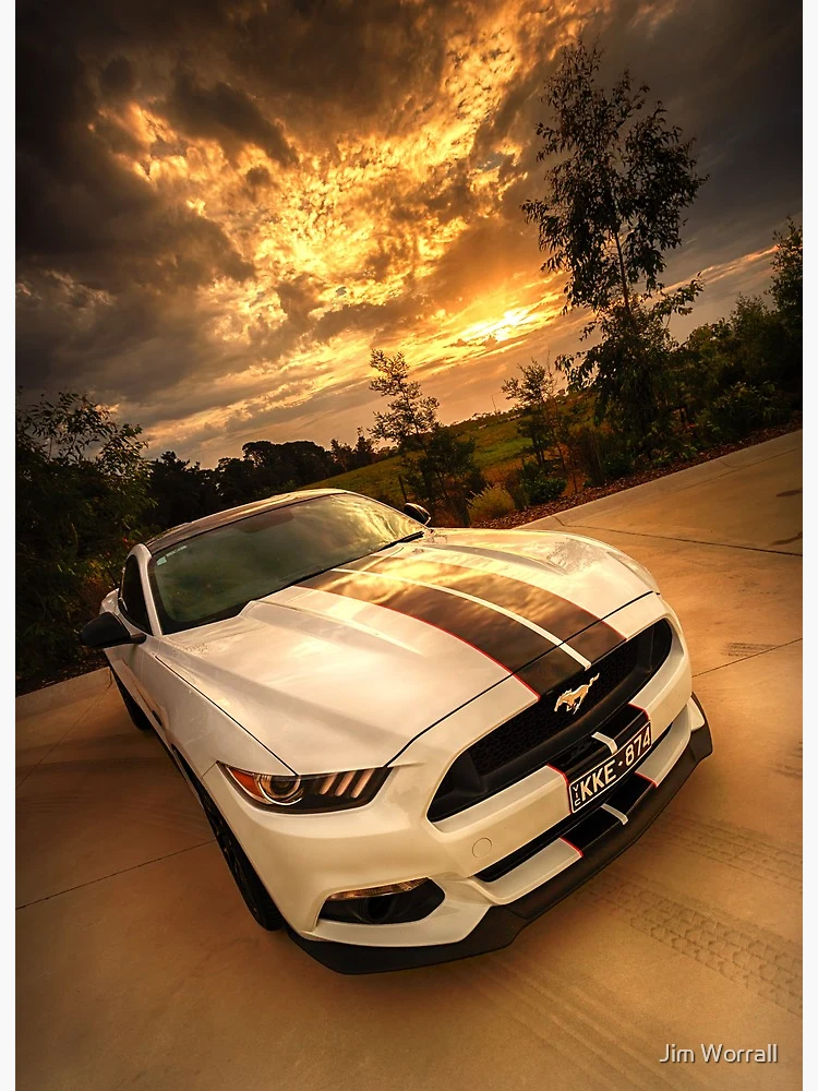 A Ford Mustang sunset Art Board Print for Sale by Jim Worrall