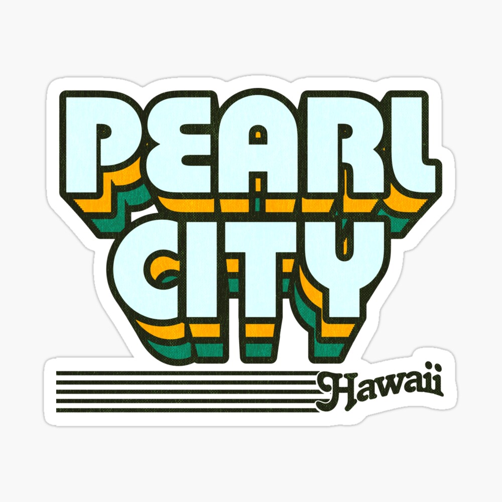 Pearl City, Hawaii | Retro Stripes Sticker