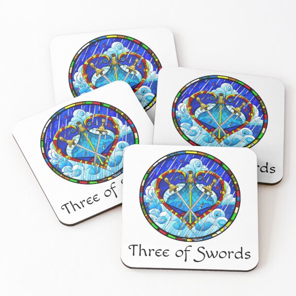Item preview, Minor Arcana Three of Swords - Stained Glass Design for T-shirt, stickers and other accessories designed and sold by Pixel Waite.