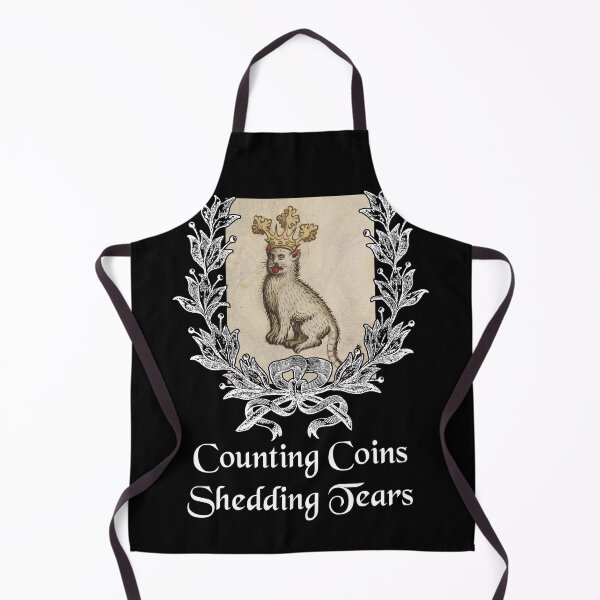 Item preview, 'Counting Coins Shedding Tears' Goofy Cat with Crown - Medieval Designs Collection designed and sold by Ridiculam Toga.