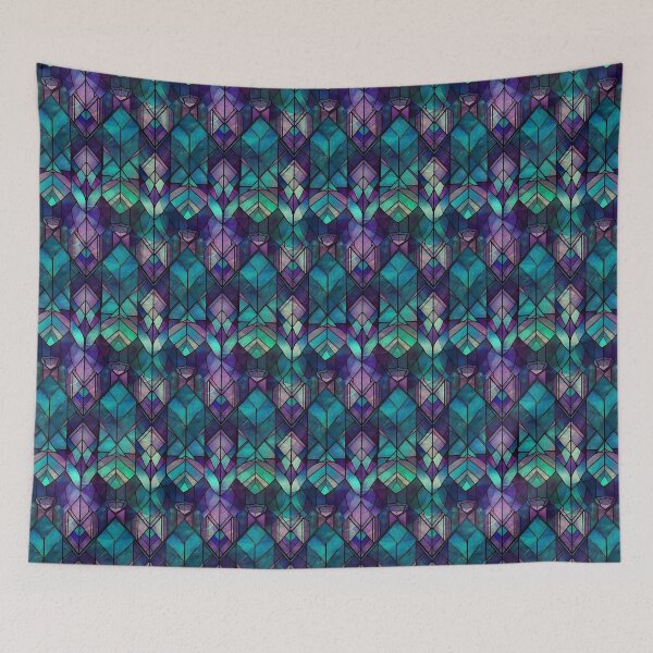 Item preview, Teal Blue & Soft Purple Stained Glass Pattern designed and sold by Sturdust.
