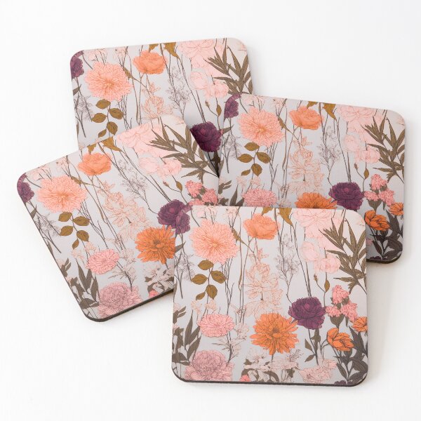 Item preview, Flower lineart collage mix in vertical lines designed and sold by EmeraldeaArt.