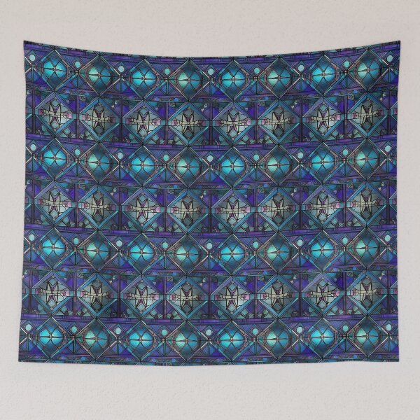 Item preview, Purple Aquamarine Ocean Blue Stained Glass Pattern designed and sold by Sturdust.