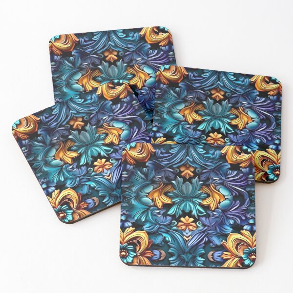 Item preview, Vibrant Floral Woodcarving Pattern Art designed and sold by GiveMeMood.