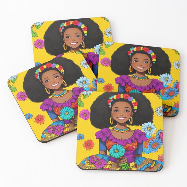Item preview, A Beautiful young Black African girl in a floral dress designed and sold by Vintage Designs +.