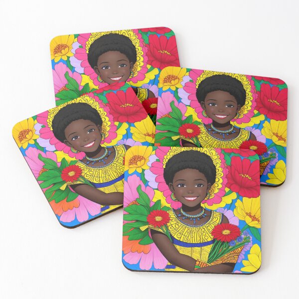 Item preview, A Beautiful young Black African girl in a floral dress designed and sold by Vintage Designs +.