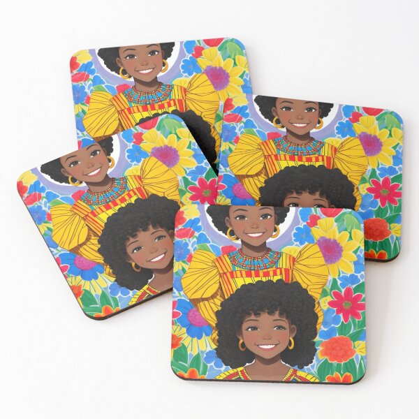 Item preview, two Beautiful young Black African girls in a floral dresses designed and sold by Vintage Designs +.