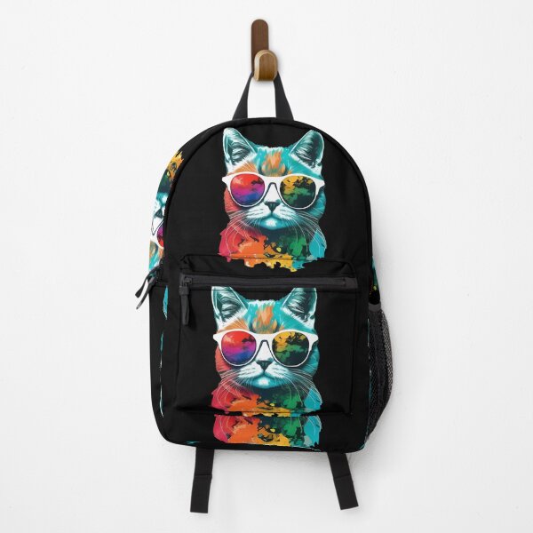 Item preview, summer style colorful cat with sunglasses designed and sold by ArtHideaway.