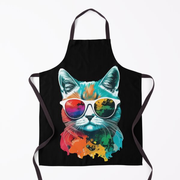 Item preview, summer style colorful cat with sunglasses designed and sold by ArtHideaway.