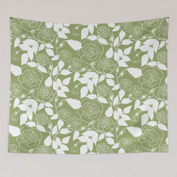 Item preview, The rose garden on sage green designed and sold by PrettywithColor.