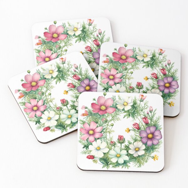 Item preview, Cosmos Wreath Clipart, Airy Blooms, Joyful Florals, Charming Cosmos, Summer Bouquet, Playful Petals, Garden Delight designed and sold by CoolorPainting.
