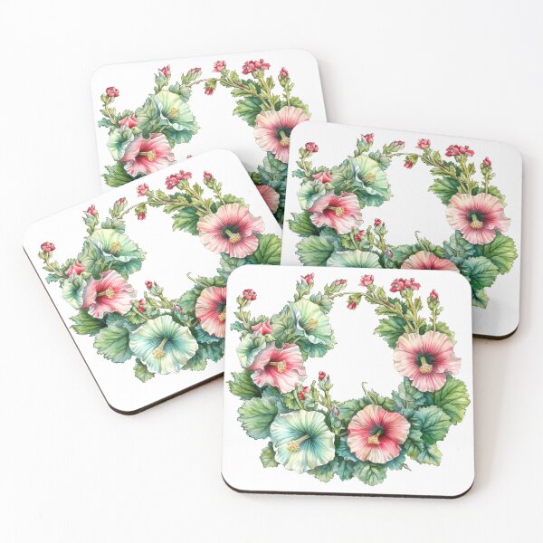 Item preview, Hollyhocks Wreath Clipart, Stately Blooms, Elegant Florals, Majestic Hollyhocks, Cottage Garden, Graceful Beauty, Petal Perfection designed and sold by CoolorPainting.