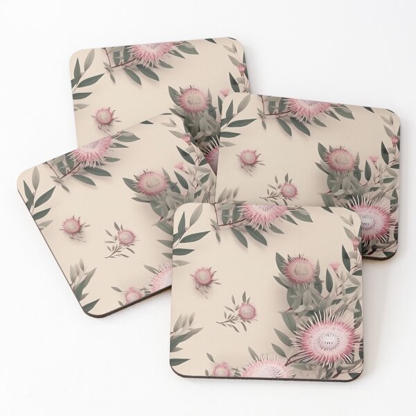 Item preview, Beautiful Native Australian wallpaper for bookcovers and homewares. Melaleuca and blooming flowers, buds and leaves on light background 6 designed and sold by NatTex.
