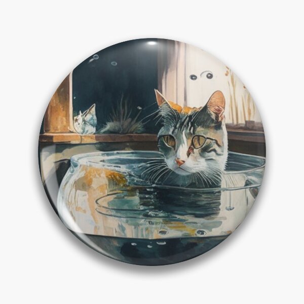 Item preview, Brush Stroke Painting Cat Fish Bowl designed and sold by TimelessStudios.