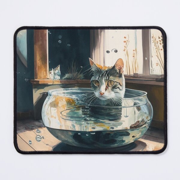 Item preview, Brush Stroke Painting Cat Fish Bowl designed and sold by TimelessStudios.