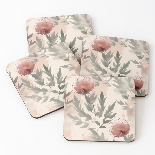 Item preview, Beautiful Native Australian wallpaper for bookcovers and homewares. Melaleuca and blooming flowers, buds and leaves on light background 7 designed and sold by NatTex.