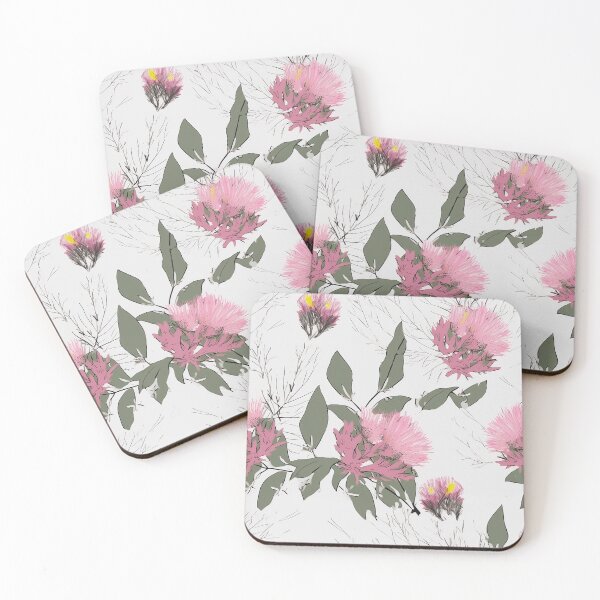 Item preview, Beautiful Native Australian wallpaper for bookcovers and homewares. Melaleuca and blooming flowers, buds and leaves on light background 8 designed and sold by NatTex.
