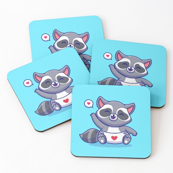 Item preview, cute-baby-raccoon-waving-hand-cartoon-vector-icon-illustration-animal-nature-icon-concept-isolated designed and sold by hjian8219.