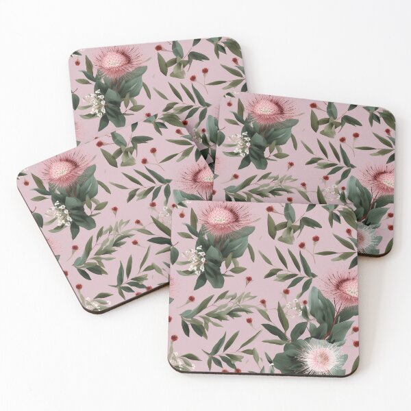 Item preview, Beautiful Native Australian wallpaper for bookcovers and homewares. Melaleuca and blooming flowers, buds and leaves on light background 10 designed and sold by NatTex.