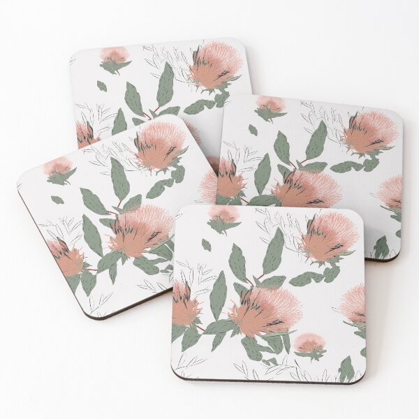 Item preview, Beautiful Native Australian wallpaper for bookcovers and homewares. Melaleuca and blooming flowers, buds and leaves on light background 11 designed and sold by NatTex.