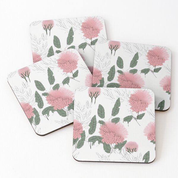 Item preview, Beautiful Native Australian wallpaper for bookcovers and homewares. Melaleuca and blooming flowers, buds and leaves on light background 12 designed and sold by NatTex.