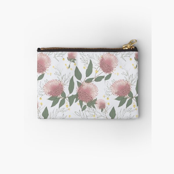 Item preview, Beautiful Native Australian wallpaper for bookcovers and homewares. Melaleuca and blooming flowers, buds and leaves on light background 13 designed and sold by NatTex.