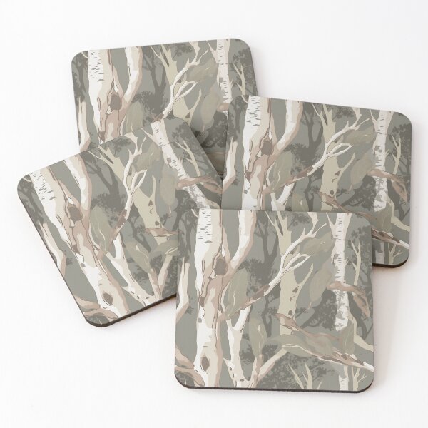 Item preview, Beautiful Native Australian wallpaper for bookcovers and homewares. Moonah Paperbark forest print, tangled eucalypt branches, knotty trunks, tree sihouettes 1 designed and sold by NatTex.