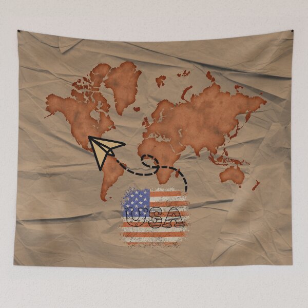 Item preview, World old map - destination USA designed and sold by RinaGArt.