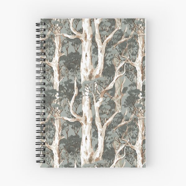 Item preview, Beautiful Native Australian wallpaper for bookcovers and homewares. Moonah Paperbark forest print, tangled eucalypt branches, knotty trunks, tree sihouettes 7 designed and sold by NatTex.