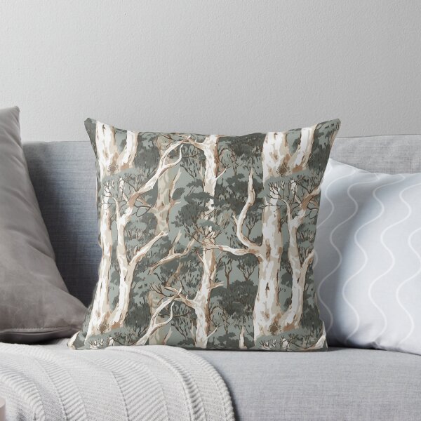 Item preview, Beautiful Native Australian wallpaper for bookcovers and homewares. Moonah Paperbark forest print, tangled eucalypt branches, knotty trunks, tree sihouettes 7 designed and sold by NatTex.