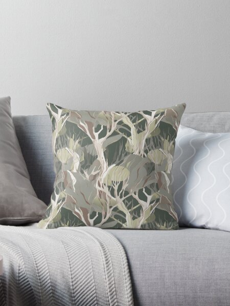 Item preview, Beautiful Native Australian wallpaper for bookcovers and homewares. Light Moonah Paperbark forest print, tangled eucalypt branches, knotty trunks, tree sihouettes 3 designed and sold by NatTex.