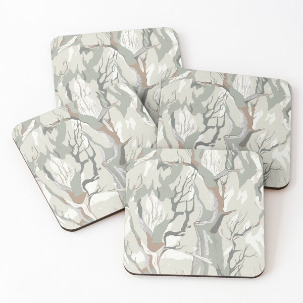 Item preview, Beautiful Native Australian wallpaper for bookcovers and homewares. Light Moonah Paperbark forest print, tangled eucalypt branches, knotty trunks, tree sihouettes 4 designed and sold by NatTex.