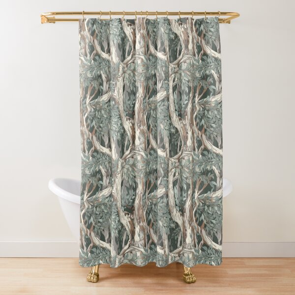 Item preview, Beautiful Native Australian wallpaper for bookcovers and homewares. Light Moonah Paperbark forest print, tangled eucalypt branches, knotty trunks, tree sihouettes 7 designed and sold by NatTex.