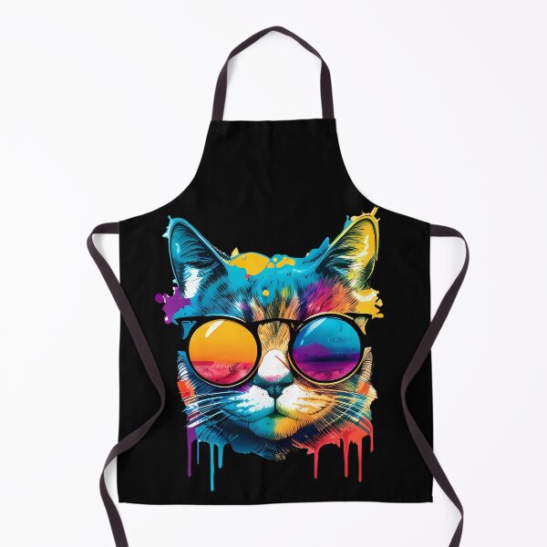Item preview, summer style colorful cat with sunglasses designed and sold by ArtHideaway.