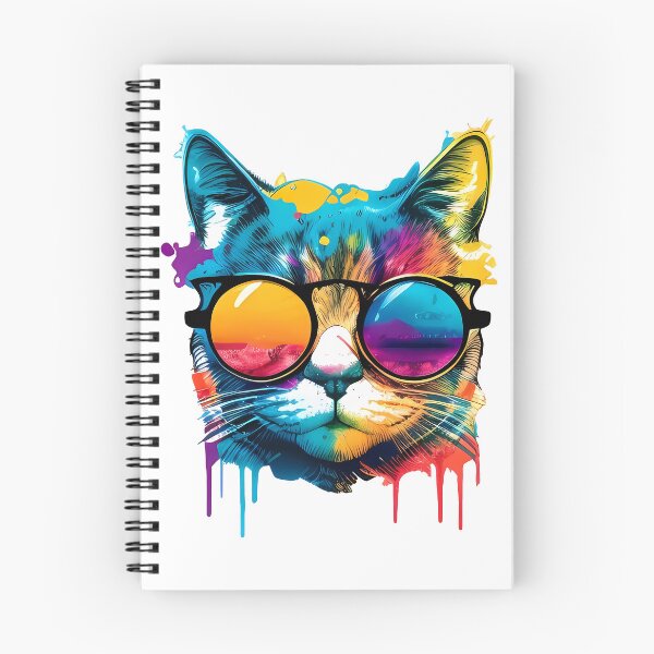 Item preview, summer style colorful cat with sunglasses designed and sold by ArtHideaway.