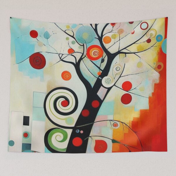 Item preview, Abstract Red Tree Watercolor - Serene Nature Art designed and sold by JustArtDesign9.
