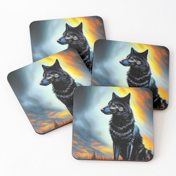 Item preview, Black Wolf against Dramatic Sky, impasto, Ai Generated Art  designed and sold by ACC .